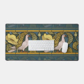 Pigeon Blue Yellow Fish Art Nouveau Bureaumat (Keyboard & Muis)
