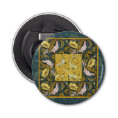 Pigeon Blue Yellow Fish Art Nouveau Button Flesopener (Voorkant)