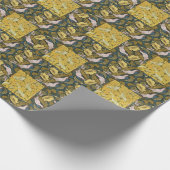 Pigeon Blue Yellow Fish Art Nouveau Cadeaupapier (Hoek)