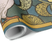 Pigeon Blue Yellow Fish Art Nouveau Cadeaupapier (Rol Hoek)