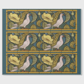 Pigeon Blue Yellow Fish Art Nouveau Cadeaupapier (Vlak)