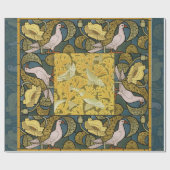 Pigeon Blue Yellow Fish Art Nouveau Cadeaupapier (Vlak)