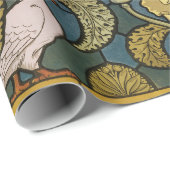 Pigeon Blue Yellow Fish Art Nouveau Cadeaupapier (Rol Hoek)