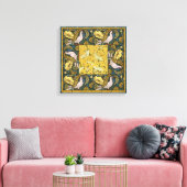 Pigeon Blue Yellow Fish Art Nouveau Canvas Afdruk (Insitu (Woonkamer))