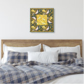 Pigeon Blue Yellow Fish Art Nouveau Canvas Afdruk (Insitu (Slaapkamer))