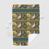 Pigeon Blue Yellow Fish Art Nouveau Golfhanddoek (Insitu)