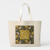 Pigeon Blue Yellow Fish Art Nouveau Grote Tote Bag (Achterkant)
