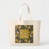 Pigeon Blue Yellow Fish Art Nouveau Grote Tote Bag (Voorkant)