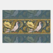 Pigeon Blue Yellow Fish Art Nouveau Inpakpapier Vel (Voorkant)