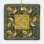Pigeon Blue Yellow Fish Art Nouveau Keramisch Ornament (Achterkant)