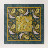 Pigeon Blue Yellow Fish Art Nouveau Legpuzzel (Horizontaal)
