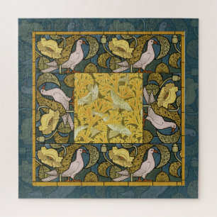 Pigeon Blue Yellow Fish Art Nouveau Legpuzzel