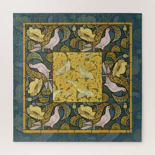 Pigeon Blue Yellow Fish Art Nouveau Legpuzzel (Verticaal)