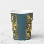 Pigeon Blue Yellow Fish Art Nouveau Papieren Bekers (Links)