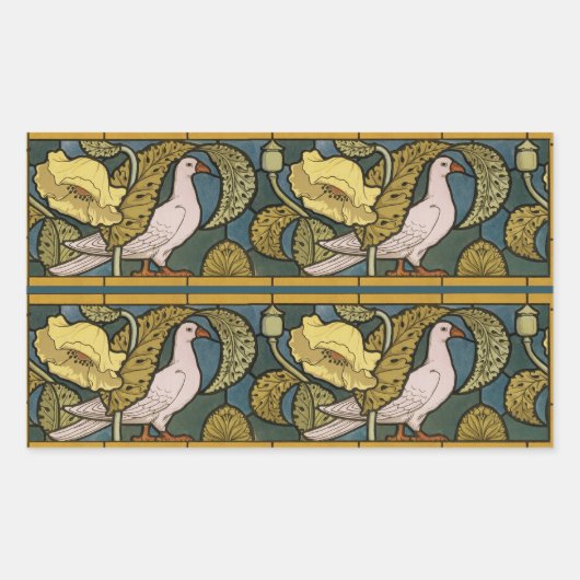 Pigeon Blue Yellow Fish Art Nouveau Rechthoekige Sticker (Voorkant)