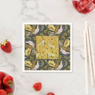 Pigeon Blue Yellow Fish Art Nouveau Servet