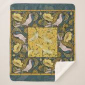 Pigeon Blue Yellow Fish Art Nouveau Sherpa Deken (Voorkant)