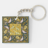 Pigeon Blue Yellow Fish Art Nouveau Sleutelhanger (Achterkant)