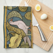 Pigeon Blue Yellow Fish Art Nouveau Theedoek (Quarter Fold)