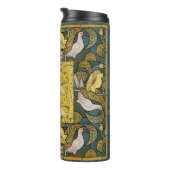 Pigeon Blue Yellow Fish Art Nouveau Thermosbeker (Geroteerd rechts)