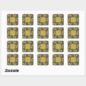 Pigeon Blue Yellow Fish Art Nouveau Vierkante Sticker (Vel)