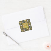 Pigeon Blue Yellow Fish Art Nouveau Vierkante Sticker (Envelop)
