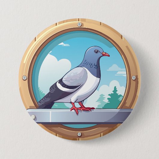 Pigeon Fancier Ronde Button 7,6 Cm (Voorkant)