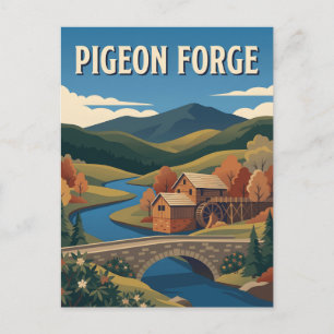 Pigeon Forge Tennessee Molen Retro Vintage Poster Briefkaart