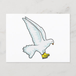 Pigeon Ice skating Ice schaatsen Briefkaart