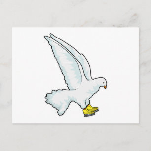 Pigeon Ice skating Ice schaatsen Briefkaart