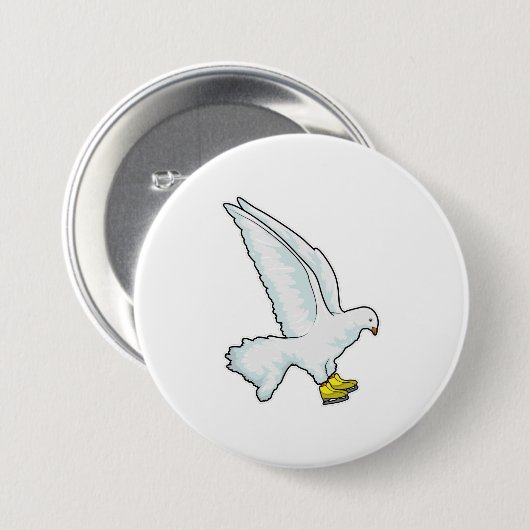 Pigeon Ice skating Ice schaatsen Ronde Button 7,6 Cm (Voorkant /achterkant)