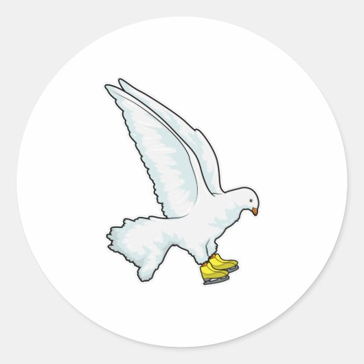Pigeon Ice skating Ice schaatsen Ronde Sticker (Voorkant)
