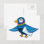 Pigeon met Mail Envelope Briefkaart (Voorkant / Achterkant)