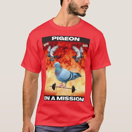 Pigeon on a Mission funny T-shirt (Voorkant)