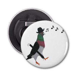 Pigeon Over Town Funny Button Flesopener