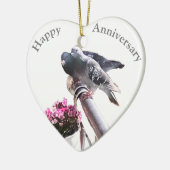 Pigeon pair en Flowers Keramisch Ornament (Links)