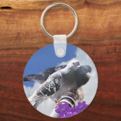 Pigeon Pair en Mauve Bloemen Sleutelhanger (Achterkant)