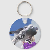 Pigeon Pair en Mauve Bloemen Sleutelhanger (Achterkant)
