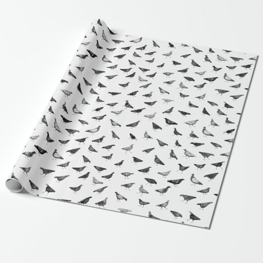 Pigeon Pattern Cadeaupapier (Uitgerold)
