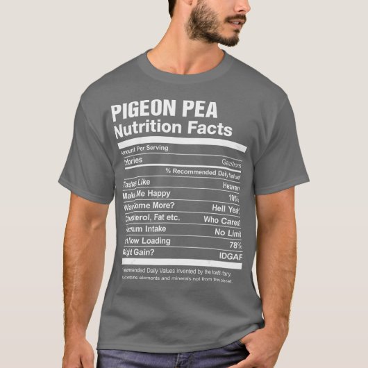Pigeon Pea Nutrition Facts Funny Graphic T-shirt (Voorkant)