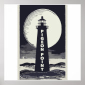 Pigeon Point Lighthouse California Moon Poster (Voorkant)