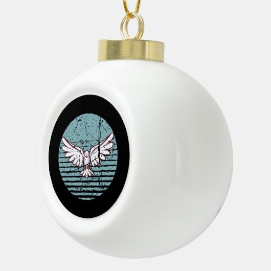 Pigeon Retro Keramische Bal Ornament (Rechts)
