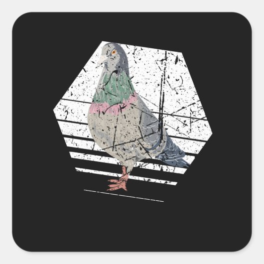 Pigeon Retro Vierkante Sticker (Voorkant)