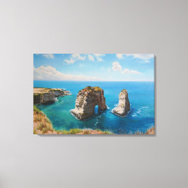 Pigeon Rocks, Beiroet – Kustsereniteit Canvas Afdruk