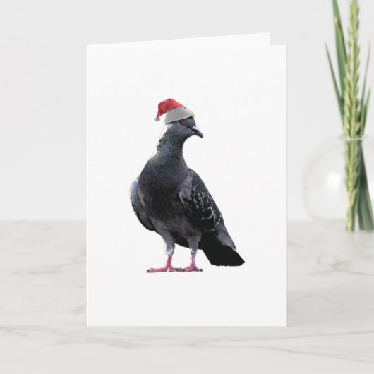 Pigeon Santa Hat Feestdagen Kaart (Voorkant)