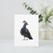 Pigeon Santa Hat Feestdagenkaart (Staand voorkant)