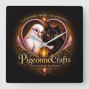 PigeonneCrafts Hartgemaakt Vierkante Klok