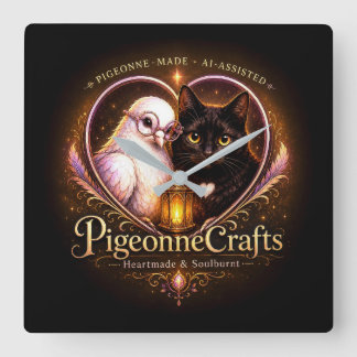PigeonneCrafts Hartgemaakt Vierkante Klok