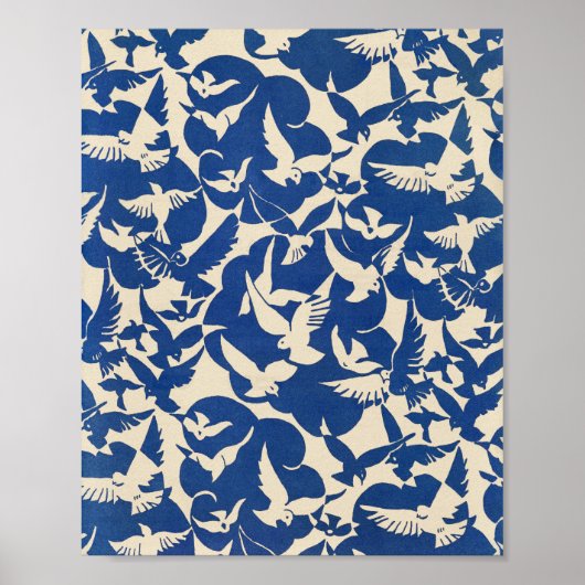 Pigeons in white and blue Rijksmuseum Amsterdam Poster (Voorkant)