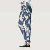 Pigeons in wit en blauw patroon Leggen Leggings (Links)